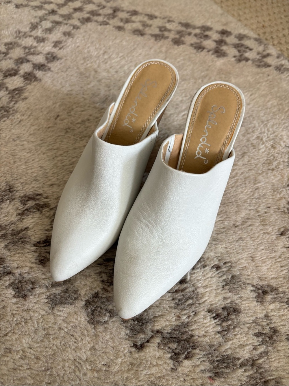 Splendid White Pointed Mule Heels - Women's